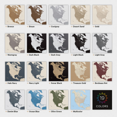 Noord-Amerika-kaart TRAVEL® Magnetenposter – in 19 kleuren