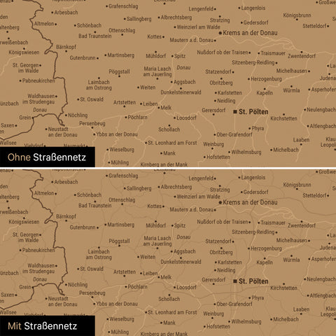 Oostenrijk-kaart TRAVEL® Magnetenposter – in 21 kleuren