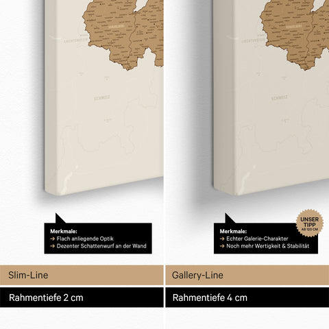 Oostenrijk-kaart TRAVEL® Canvas Prikbord – Brons