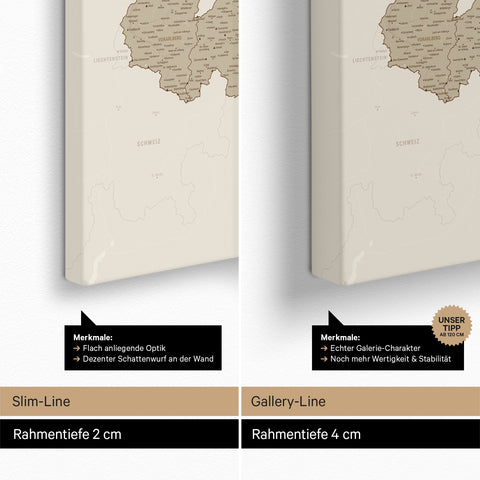 Oostenrijk-kaart TRAVEL® Canvas Prikbord – Desert Sand (Beige)