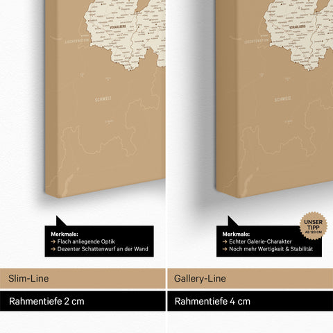 Oostenrijk-kaart TRAVEL® Canvas Prikbord – Treasure Gold