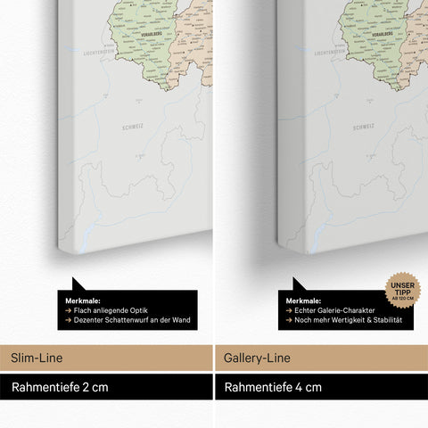 Oostenrijk-kaart TRAVEL® Canvas Prikbord – Multicolor Atlas (Politieke Kaart)