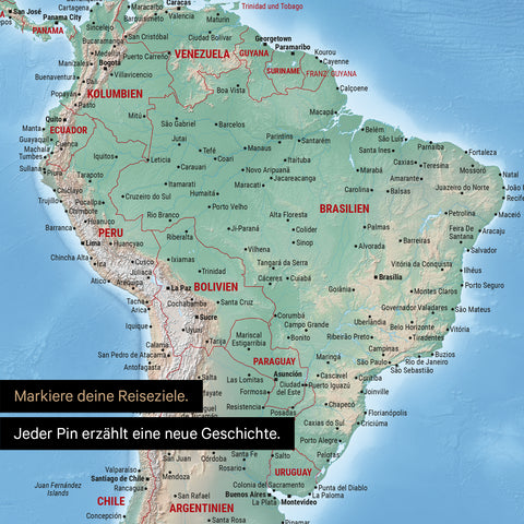 Bestemmingen vastpinnen op een magnetische fysieke wereldkaart als magnetische poster in multicolor Terra