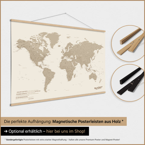 World Map TRAVEL® Premium Poster – Olive Green
