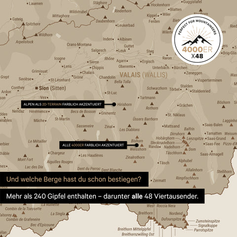 Magnetische Zwitserland-kaart TRAVEL® Magneetbord – Desert Sand