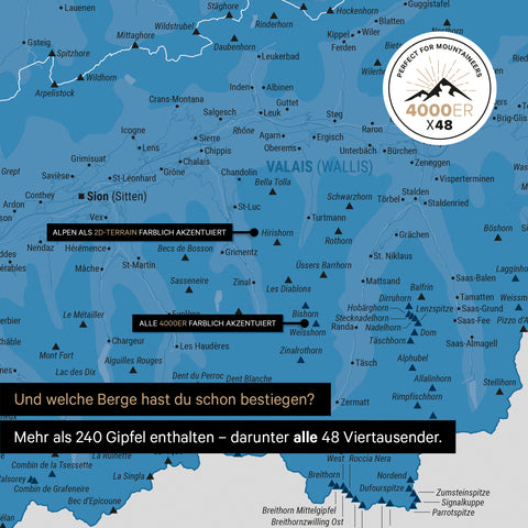 Magnetische Zwitserland-kaart TRAVEL® Magnetboard – Oceaan Blauw