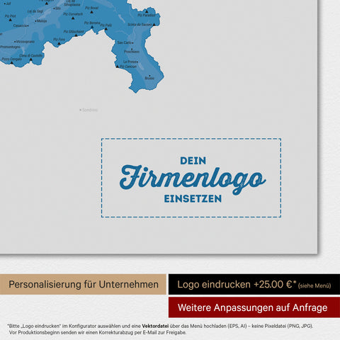 Magnetische Zwitserland-kaart TRAVEL® Magnetboard – Oceaan Blauw