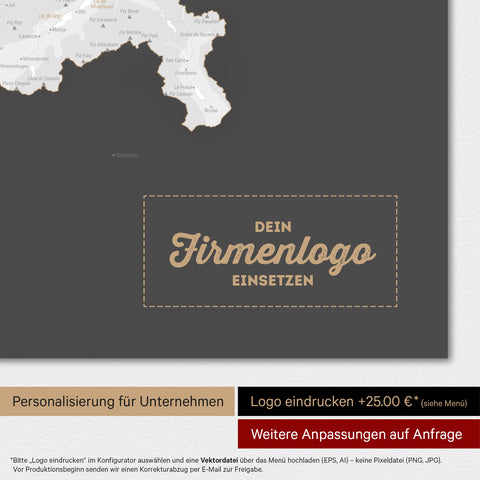Magnetische Zwitserland-kaart TRAVEL® Magnetboard – Donker Grijs