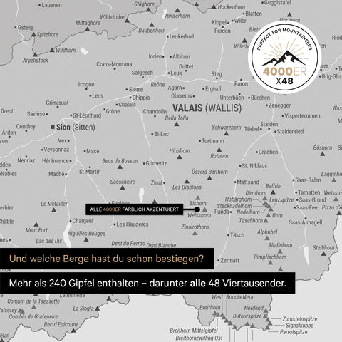Magnetische Zwitserland-kaart TRAVEL® Magnetboard – Multicolor Grijs