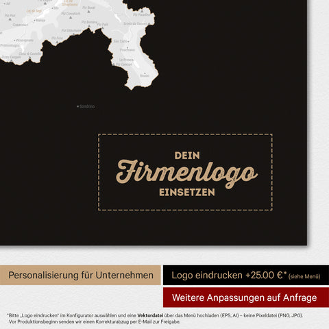 Magnetische Zwitserland-kaart TRAVEL® Magnetboard – Donker Zwart