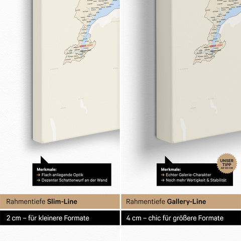 Zwitserland-kaart TRAVEL® Canvas Prikbord – Multicolor Classic