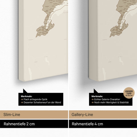 Zwitserland-kaart TRAVEL® Canvas Prikbord – Desert Sand (Beige)