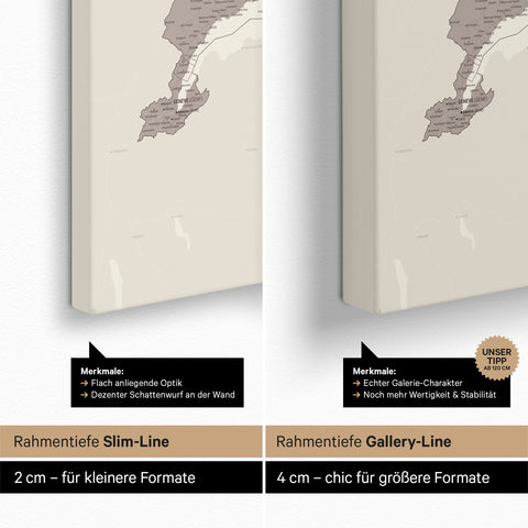 Zwitserland-kaart TRAVEL® Canvas Prikbord – Warmgrijs (Bruin-Grijs)