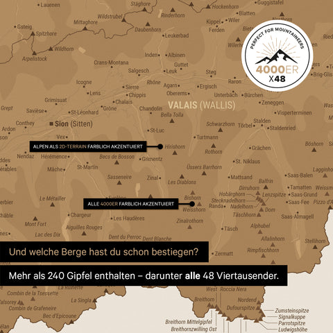 Carte de la Suisse TRAVEL® Poster premium – en 21 couleurs