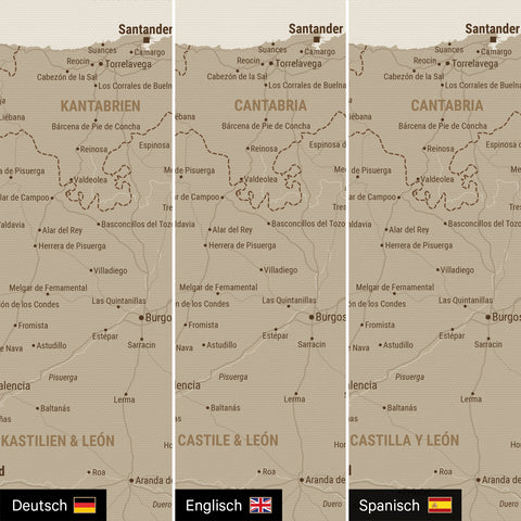 Spanje & Portugal kaart TRAVEL® Canvas Prikbord – Desert Sand