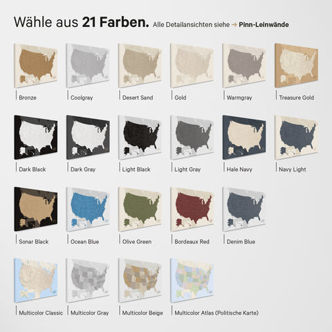 USA-kaart TRAVEL® Magnetenposter – in 21 kleuren
