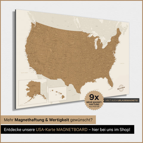 USA-kaart TRAVEL® Magnetenposter – in 21 kleuren