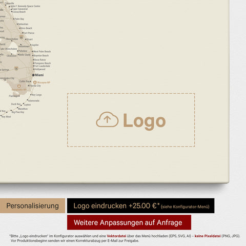 USA-kaart TRAVEL® Canvas Prikbord – Goud