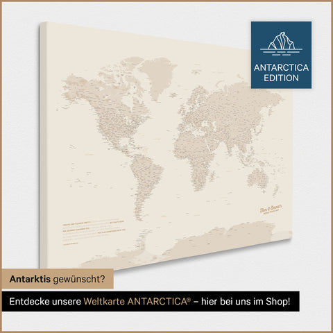 Design Wereldkaart TRAVEL® Canvas Prikbord – Goud