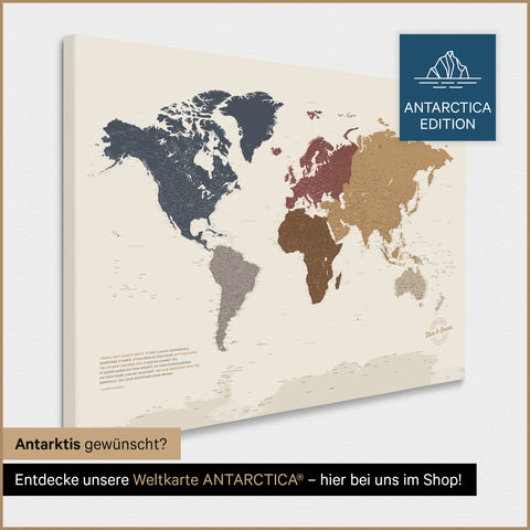 Design Wereldkaart TRAVEL® Canvas Prikbord – Multicolor Mat
