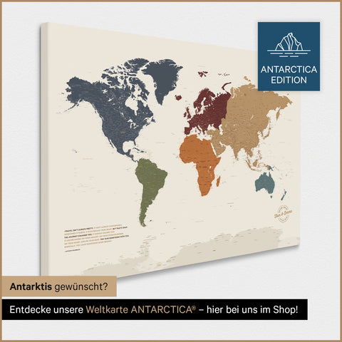 Design Wereldkaart TRAVEL® Canvas Prikbord – Multicolor Fel