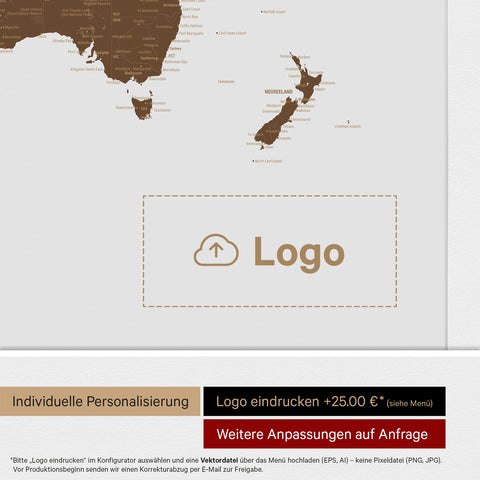 Design Wereldkaart ANTARCTICA® Canvas Prikbord – Bruin