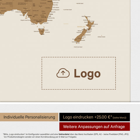 Push Pin World Map ANTARCTICA® – Bronze