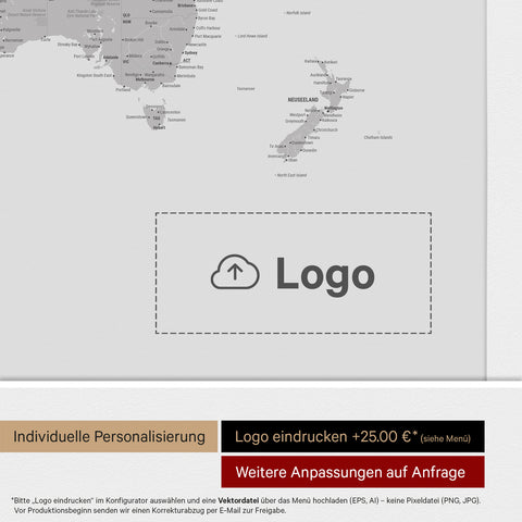 Design Wereldkaart ANTARCTICA® Canvas Prikbord – Coolgray (Lichtgrijs)
