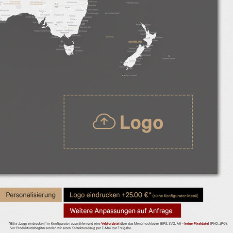 World Map TRAVEL® Premium Magnetic Board – Dark Gray (Dark Gray)