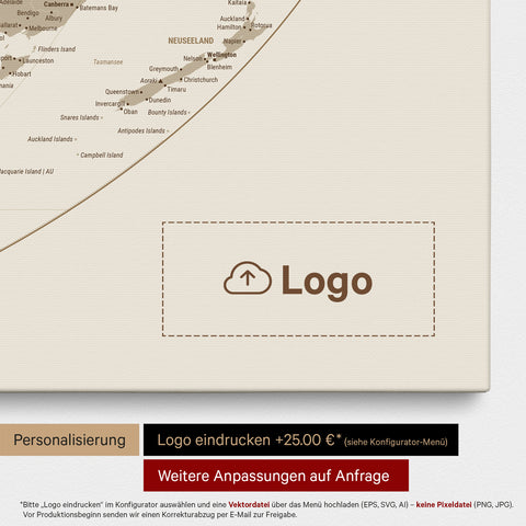 Wereldkaart EQUAL EARTH Canvas Prikbord – Woestijnzand