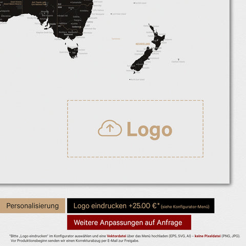 World Map TRAVEL® Magnetic Poster – Light Black (White Black)