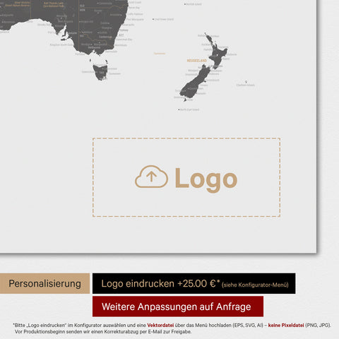 World Map TRAVEL® Magnetic Poster – Light Gray (White-Gray)