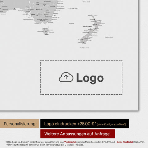 Wereldkaart TRAVEL® Premium Poster – Multicolor Grijs
