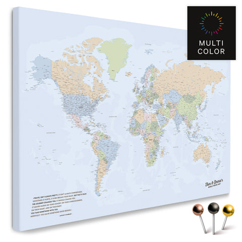 Hoogwaardige Politieke Wereldkaart in Multicolor Atlas prikbord, perfect om reizen te markeren en plannen, kopen