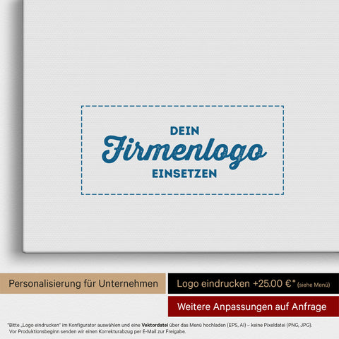 Afrika-Karte als Pinn-Leinwand in Blau, auf die ein Firmenlogo eingedruckt werden kann und weitere Individualisierungen als Sonderanfertigung vorgenommen werden können