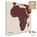 Afrika-Karte in Bordeaux-Rot als Pinn-Leinwand, perfekt zum Markieren und Planen von Reisen, hier kaufen