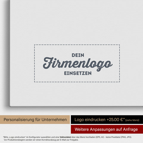 Afrika-Karte als Pinn-Leinwand in Denim Blue, auf die ein Firmenlogo eingedruckt werden kann und weitere Individualisierungen als Sonderanfertigung vorgenommen werden können