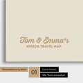 Afrika-Karte als Pinnwand Leinwand in Gold mit Personalisierung und Eindruck von deinen Namen