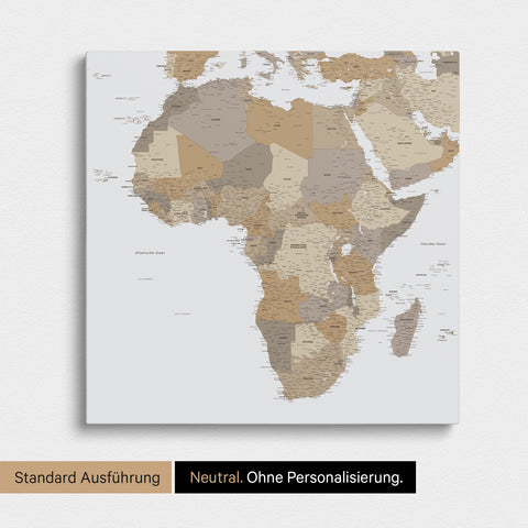 Neutrale und schlichte Ausführung einer Afrika-Karte als Pinn-Leinwand in Multicolor Beige ohne Personalisierung