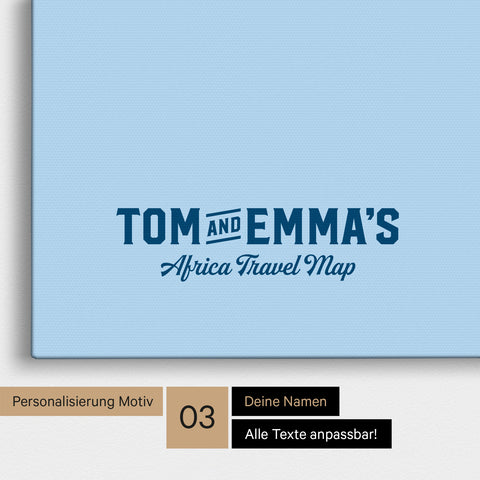 Personalisierung einer Afrika-Karte Pinnwand in Multicolor Classic mit einem Logo im Vintage-Look