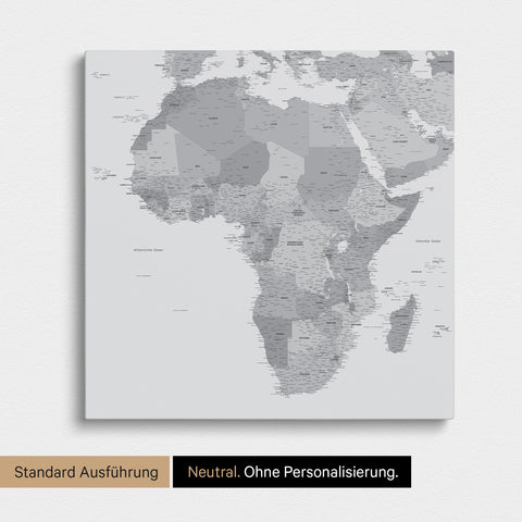 Neutrale und schlichte Ausführung einer Afrika-Karte als Pinn-Leinwand in Multicolor Gray ohne Personalisierung