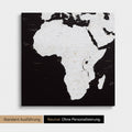 Neutrale und schlichte Ausführung einer Afrika-Karte als Pinn-Leinwand in Schwarz-Weiss ohne Personalisierung