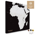 Afrika-Karte in Schwarz-Weiss als Pinn-Leinwand, perfekt zum Markieren und Planen von Reisen, hier kaufen