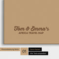 Afrika-Karte als Pinnwand Leinwand in Treasure Gold (Gold-Beige) mit Personalisierung und Eindruck von deinen Namen