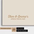 Afrika-Karte als Pinnwand Leinwand in Warmgray (Braun-Grau) mit Personalisierung und Eindruck von deinen Namen