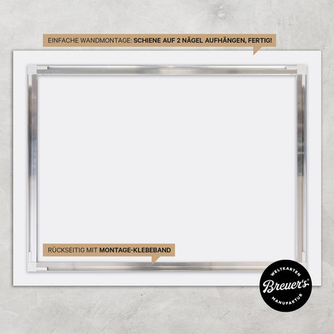 Rückansicht des Magnetboards mit der einfach zu montierenden Alu-Galerie-Aufhängung