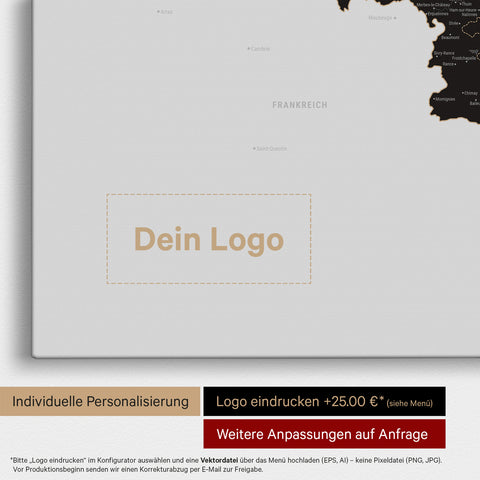 Benelux Push Pin Map TRAVEL® (Pinboard) – Light Black