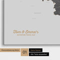 Landkarte von Niederlande, Belgien und Luxemburg als Pinnwand Leinwand in Light Gray mit Personalisierung und Namen in einer modernen Schreibschrift