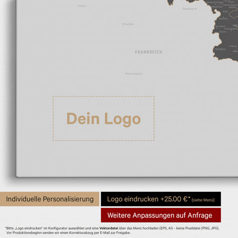 Benelux Push Pin Map TRAVEL® (Pinboard) – Light Gray