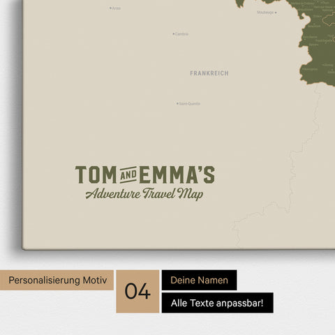 Benelux Push Pin Map TRAVEL® (Pinboard) – Olive Green